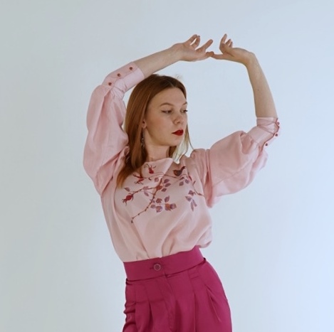 шёлковая блузка розовая